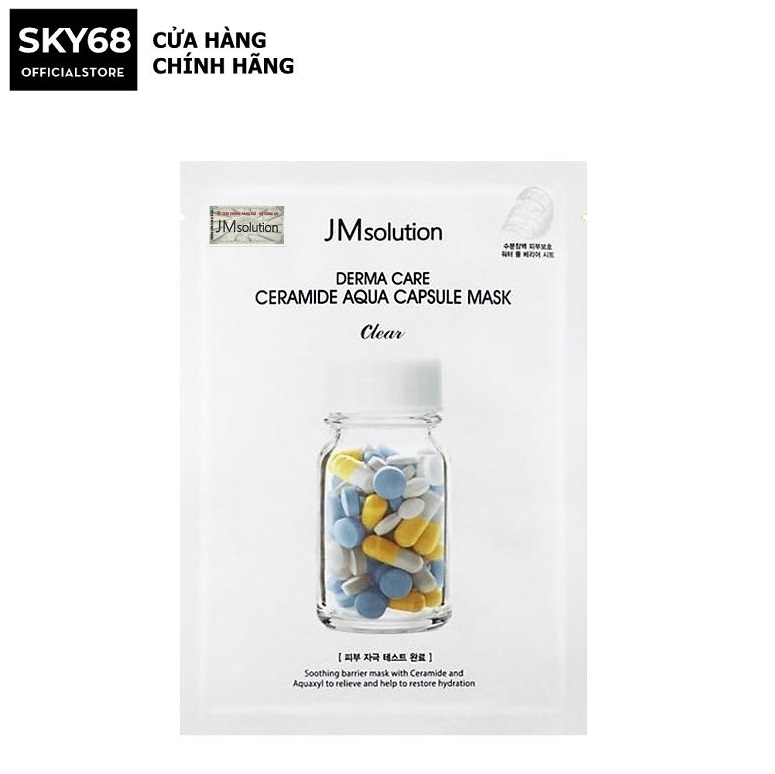 Mặt nạ cấp ẩm phục hồi cho da khô sần jm solution derma care ceramide aqua capsule mask clear 30ml