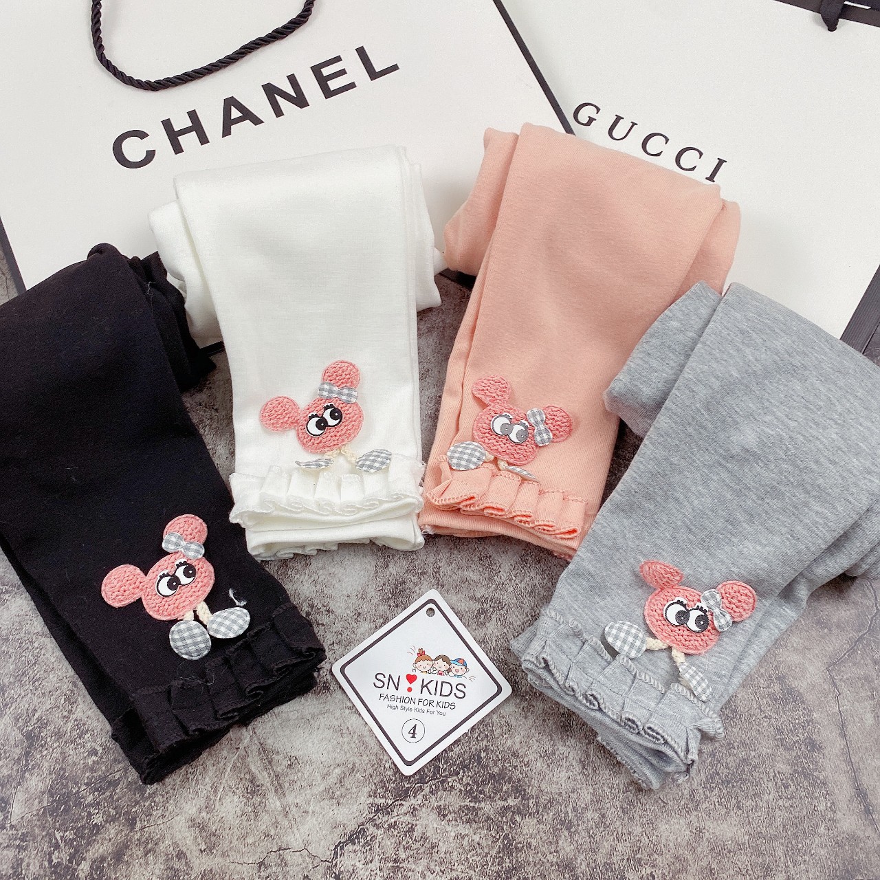 Combo 3 quần legging cotton len bé gái