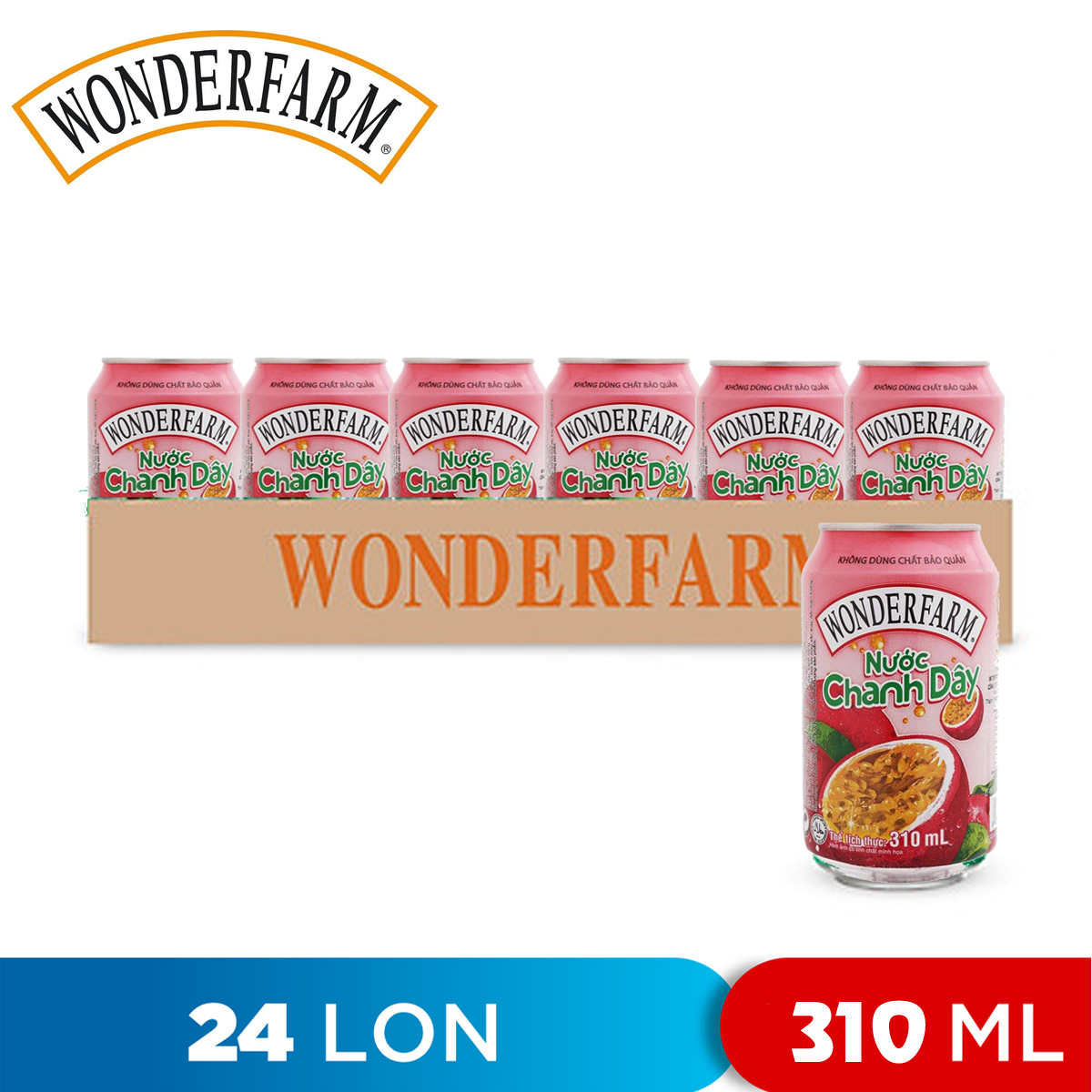 Thùng 24 lon nước chanh dây passion fruit juice wonderfarm 310ml