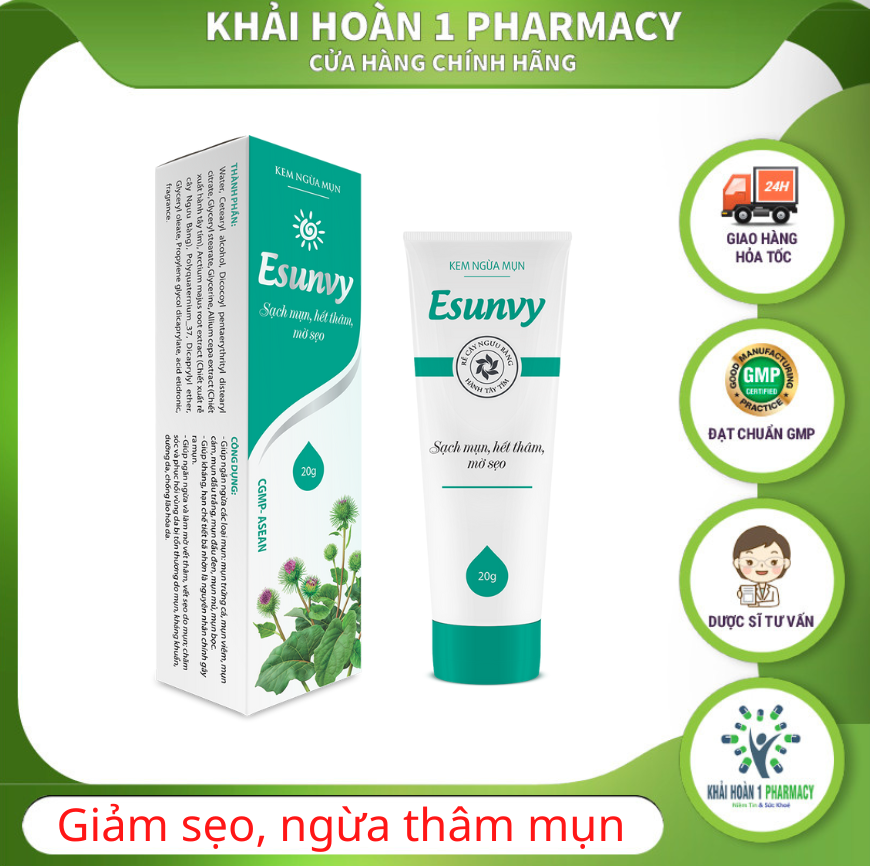 Kem ngừa mụn ESUNVY giúp sạch mụn, giảm thâm mụn,và mờ sẹo hiệu quả - Hộp 20g