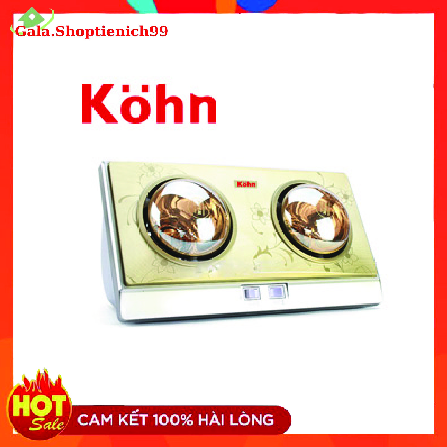 Đèn Sưởi Nhà Tắm Braun Kohn KN02G-Dùng cho phòng 2-4m2- Công suất 2 bóng 550W
