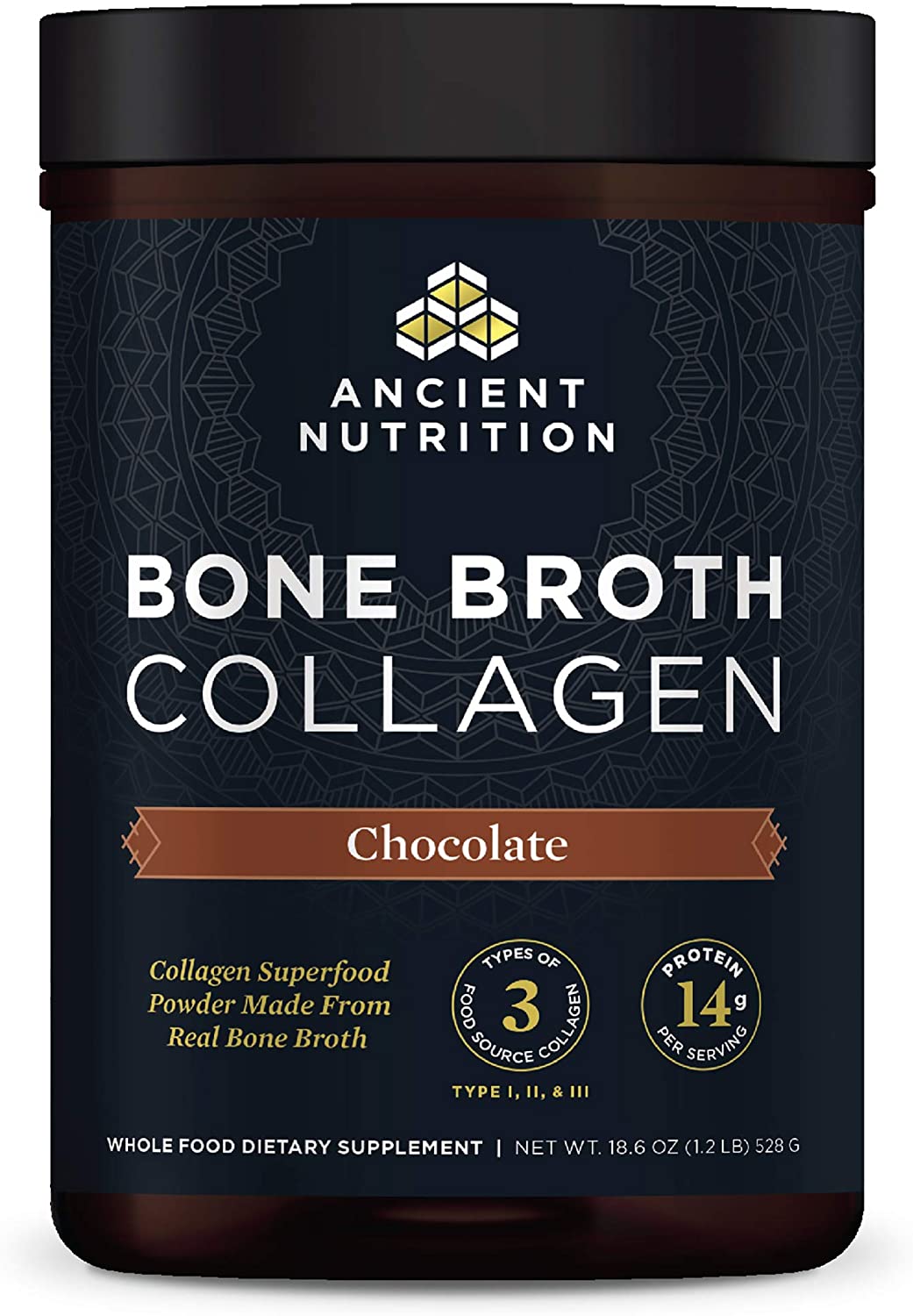 Bột Collagen, Bone Broth Collagen Bởi Ancient Nutrition, Sô cô la, Các Peptide Collagen Thủy phân, Hỗ trợ Da và Móng, Bổ sung Khớp, 30 Phần, 18,6oz