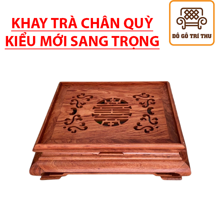 Khay trà gỗ Hương đựng ấm chén kiểu dáng chân quỳ sang trọng