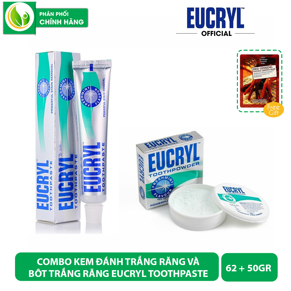 Combo Trắng Răng và Bột Làm Trắng Răng Eucryl Anh Quốc