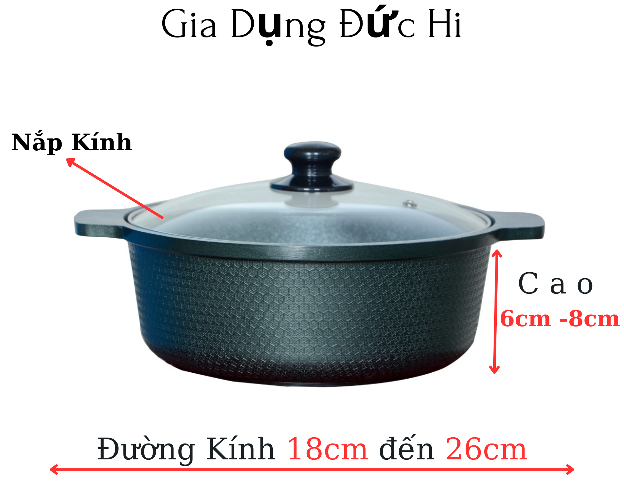 Nồi đúc chống dính đáy từ ramos đủ size 16cm 18cm 20cm 22cm 24cm 26cm