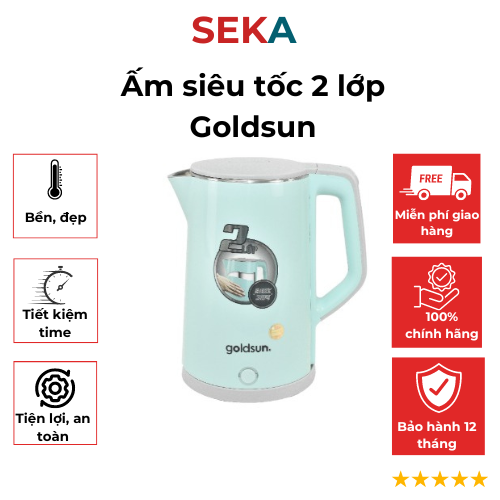 Ấm siêu tốc 2 lớp goldsun gkt2606 1.8 lít 1800w tự ngắt
