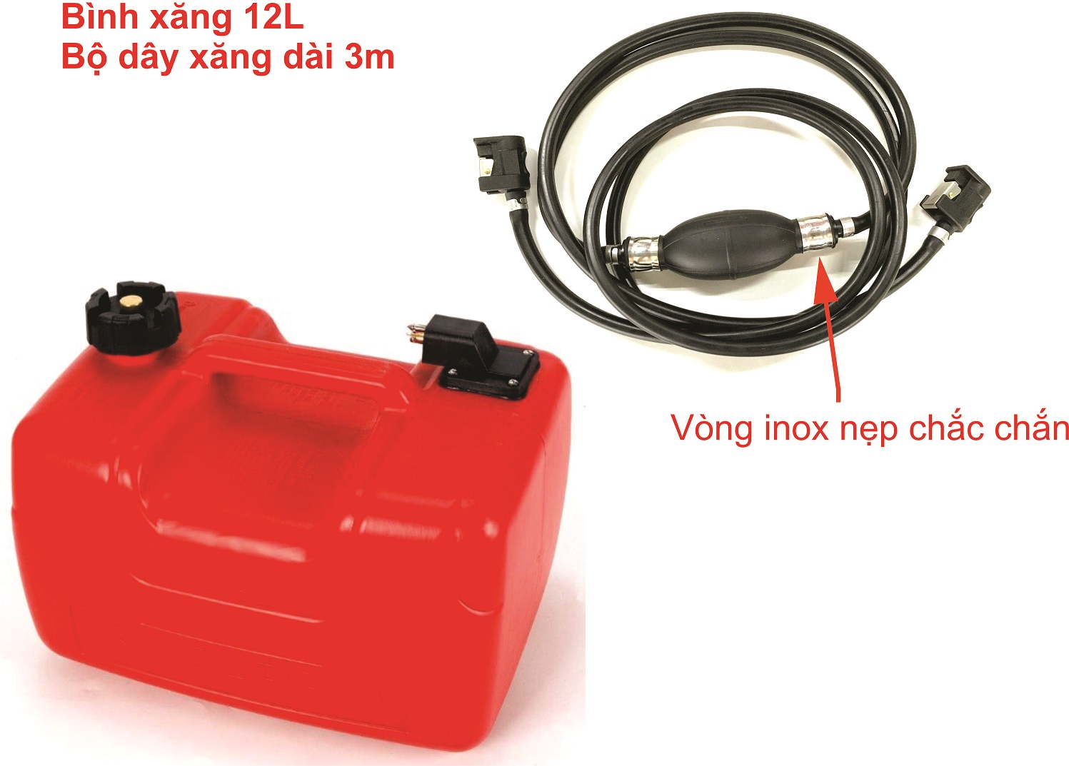 Bình nhiên liệu gắn ngoài di động 12L hoặc 24L cho động cơ Yamaha và Mercury có đồng hồ đo nhiên liệu
