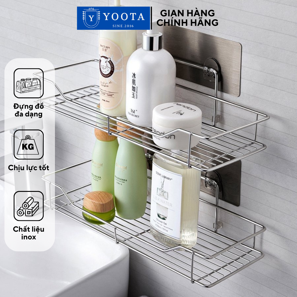 Giá Treo Đồ Nhà Tắm Inox 304 Dán Tường, Kệ Inox Đựng Đồ Dầu Gội Sữa Tắm Tặng Kèm Miếng Dán