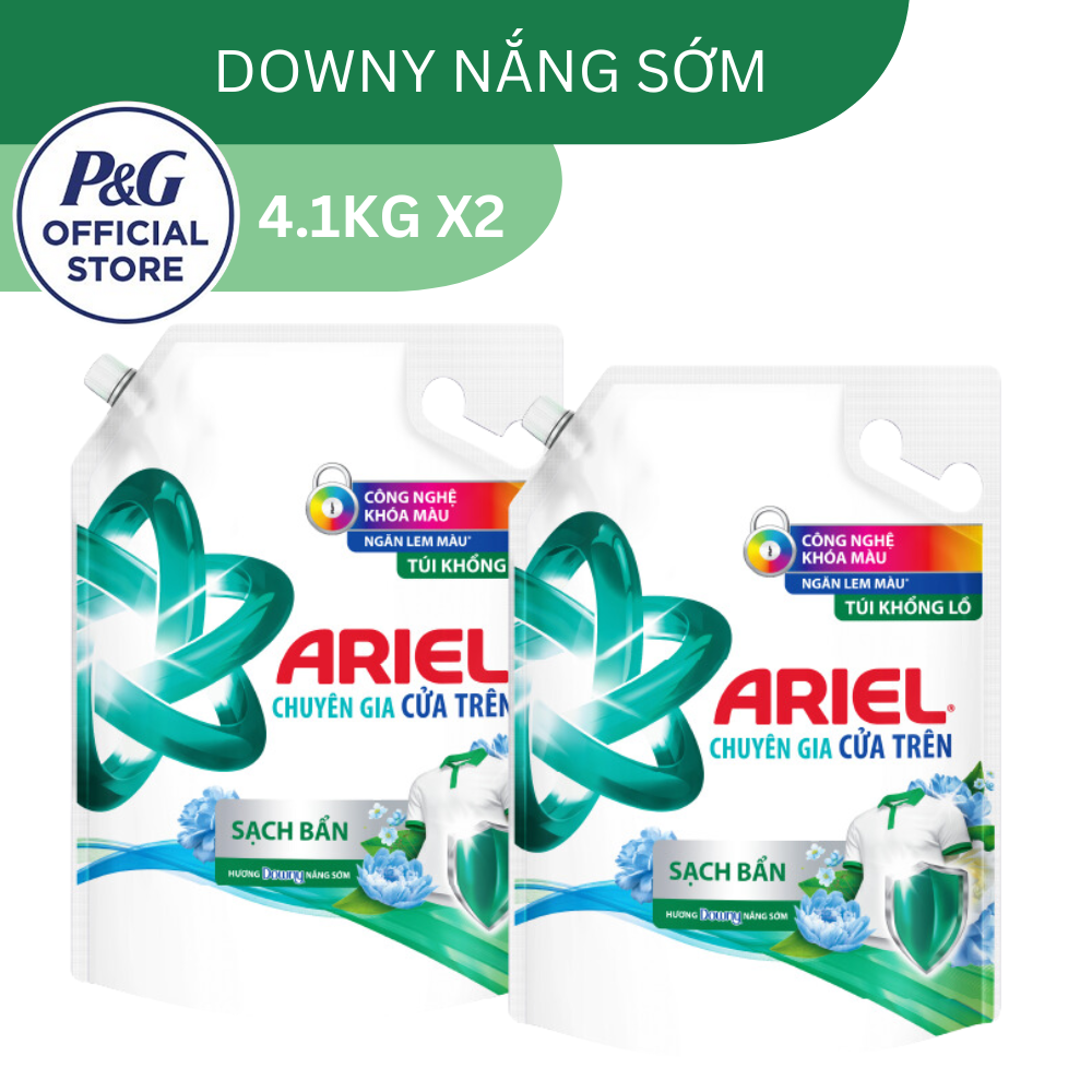 Combo 2 Nước Giặt Quần Áo Siêu Thơm ARIEL Cửa Trên Túi 4.1kg Hương Downy Nắng Sớm