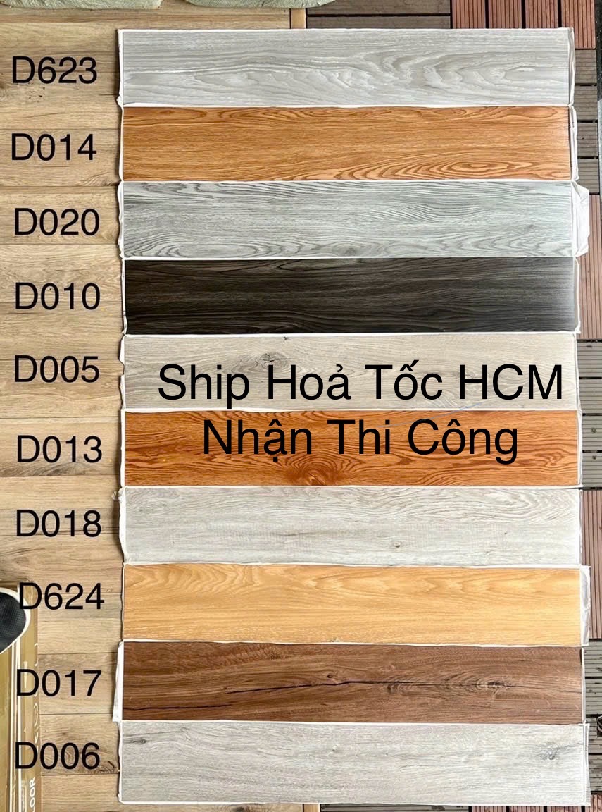 SÀN NHỰA GIẢ GỖ 45cm x 15cm có keo sẵn bóc, chống thấm nước dán HCM