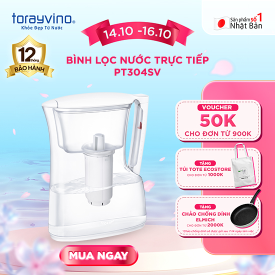 [HÀNG MỚI] Bình lọc nước Torayvino Pitcher PT304SV (1 lõi đính kèm) - uống nước trực tiếp tiện dụng - Nguyên kiện từ Nhật