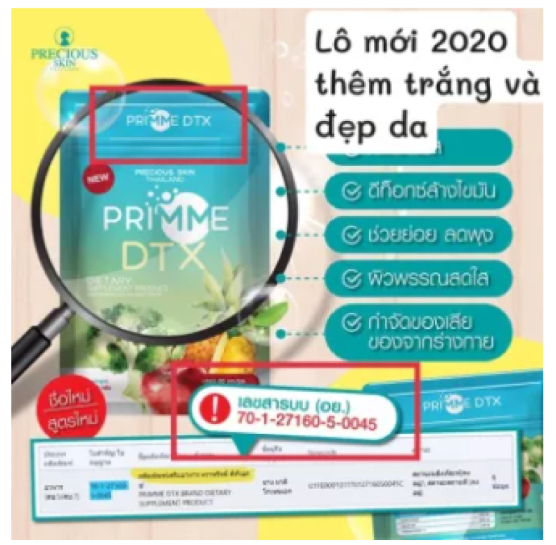 GIẢM CÂN KHỬ MỠ RAU CỦ QUẢ DETOX PRIME DTX mẫu mới thái lan