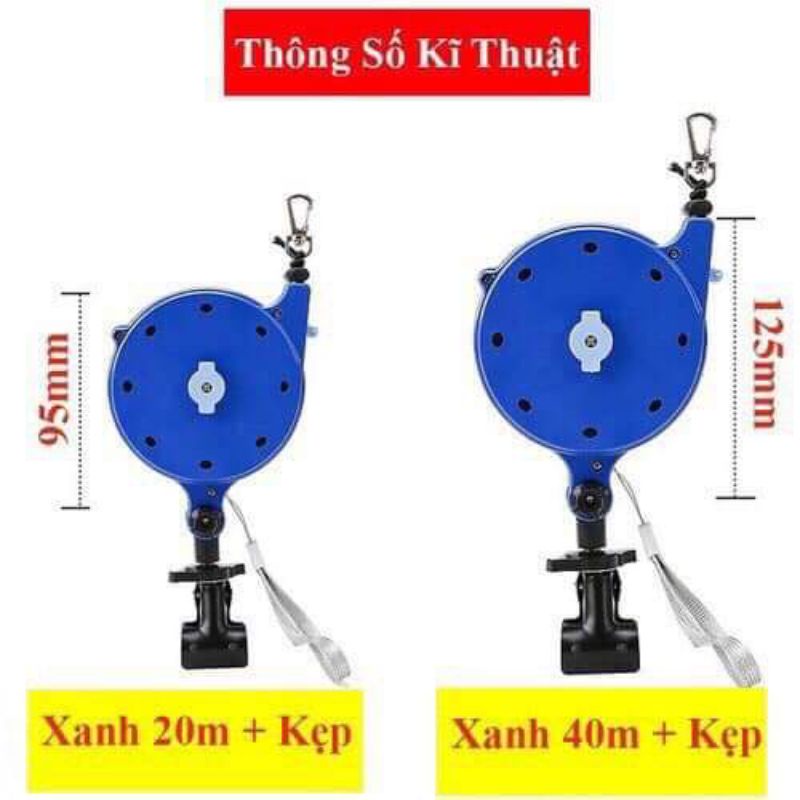 Cuộn dây cáp bảo hiểm cần câu, phụ kiện câu đơn câu đài 20m và 40m