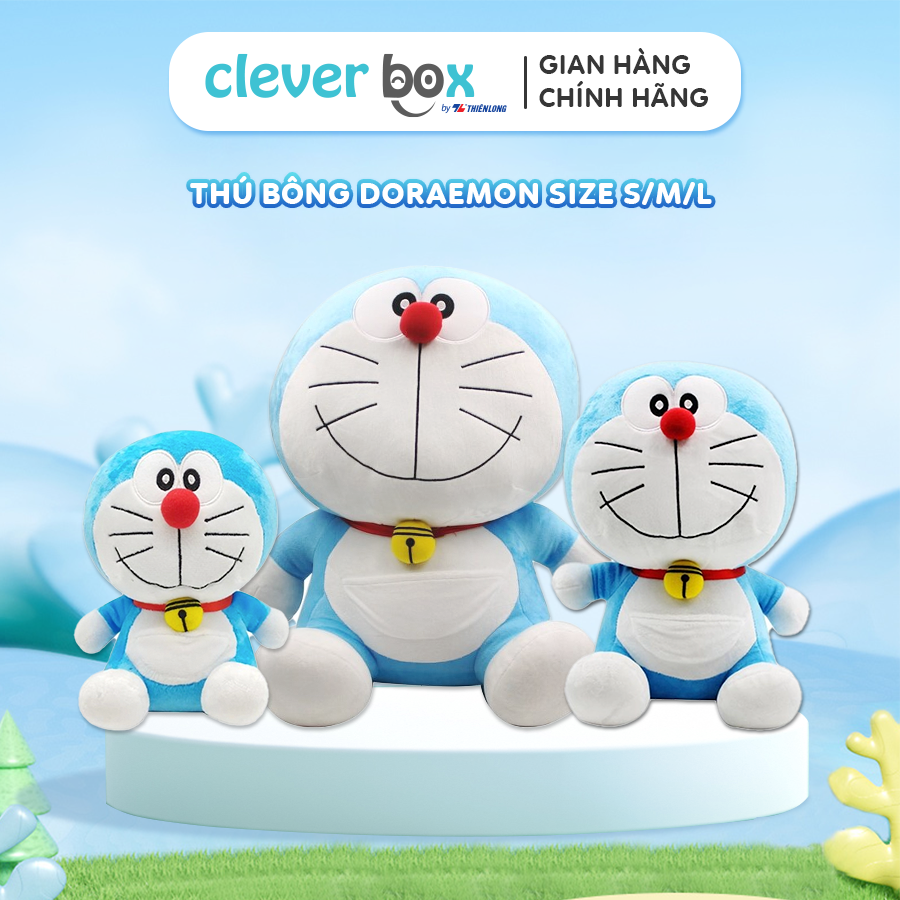 Thú bông doraemon size s/m/l vải bông mền mịn, bông gòn đàn hồi clever box