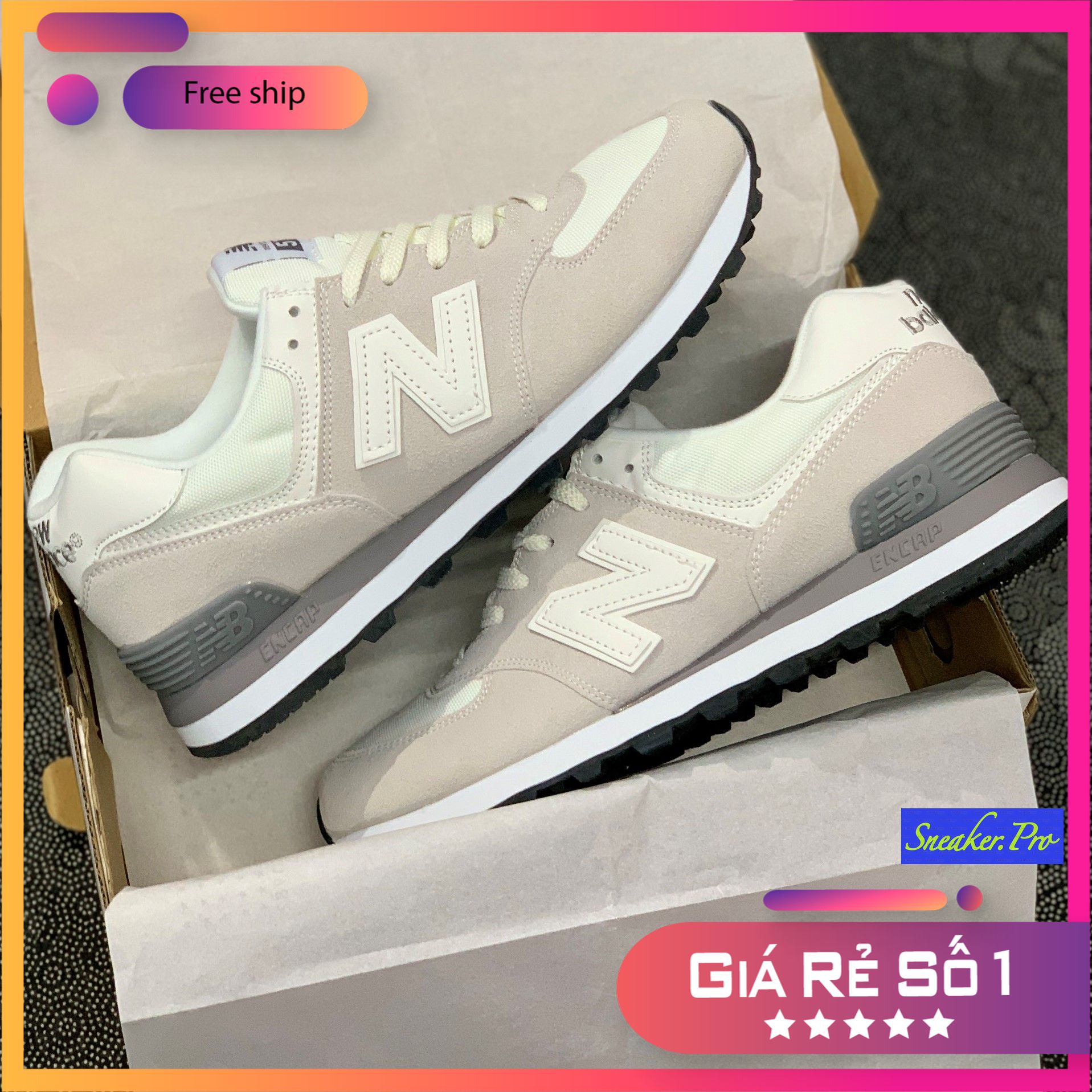 [FreeshipMAX] (FULL BOX + SALE) Giày thể thao New Balance 574 xám trắng siêu hot, giày đôi nam nữ năng động, giày nhẹ siêu êm, thể dục thê thao