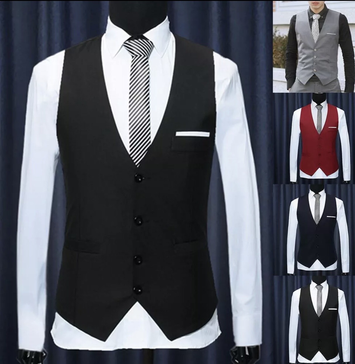 Ảnh thật loại đẹp Áo gile 2 lớp nam tính phong cách hàn trẻ trung lịch lãm đẳng cấp quý ông, dáng ôm phong cách doanh nhân trang trọng dành cho nam giới