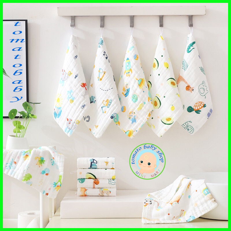 SET 5 Khăn xô nhăn rửa mặt - Khăn sữa sợi tre mềm mịn cho bé