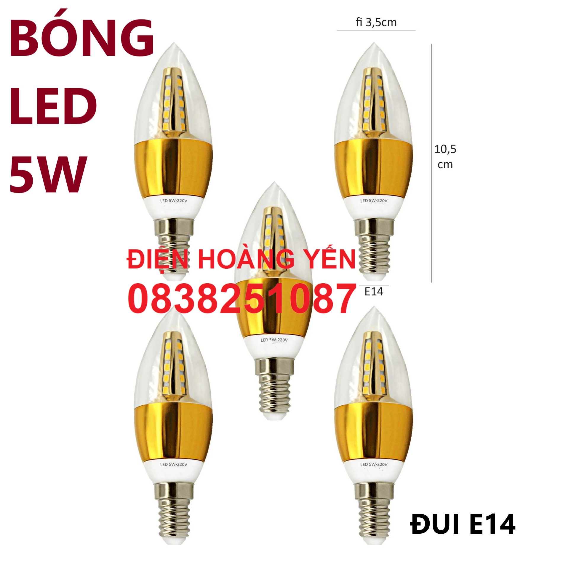 [HCM]5 Bóng đèn Led nến 5w quả nhót đuôi E14