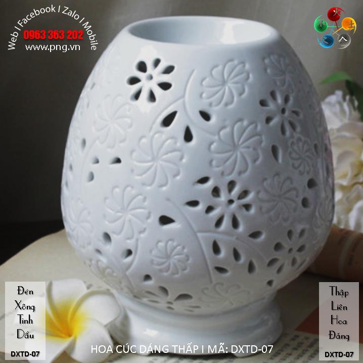 Đèn xông tinh dầu HOA CÚC DÁNG THẤP I MÃ: DXTD-07 bằng sứ trắng cao cấp, mang thiên nhiên đến với bạn