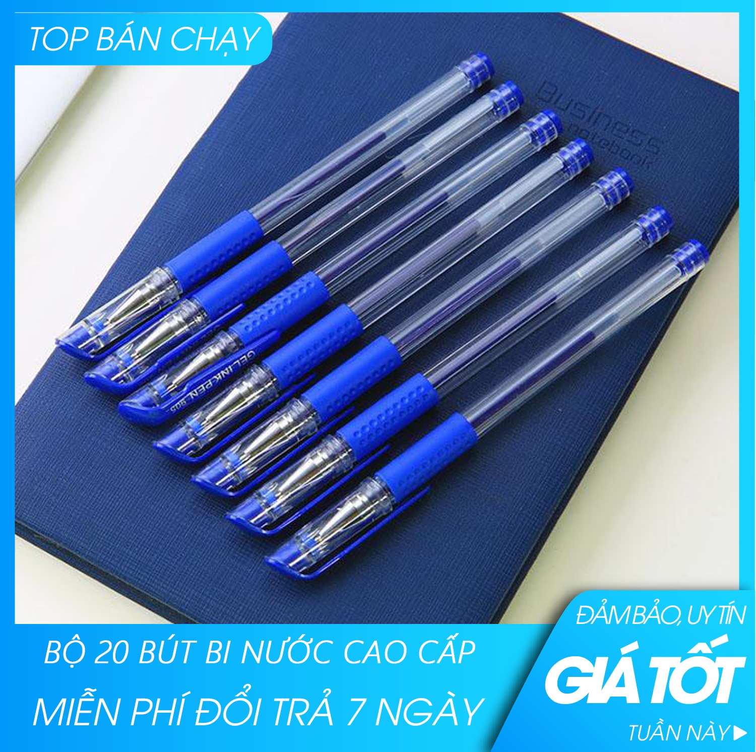 Bút bi nước -Bút, bút bi học sinh - Màu đen/xanh - Combo bút bi nước học sinh, bên màu, đều mực, giá rẻ
