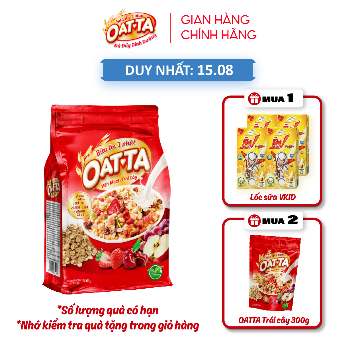 Yến Mạch Trái Cây OATTA Túi 800g