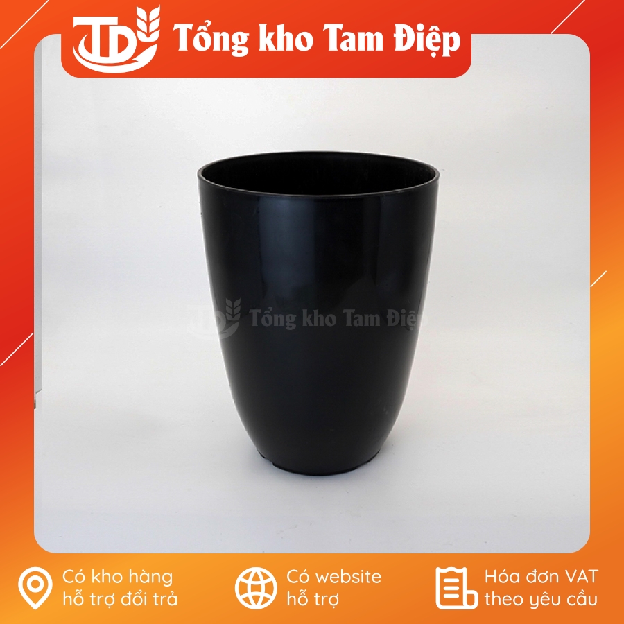 Chậu nhựa bom giả sứ màu đen bền đẹp- chậu bầu đứng dáng cao đủ size