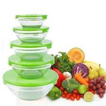Bộ 5 Thố Thủy Tinh Nắp Nhựa Cao Cấp - Màu Ngẫu Nhiên -Bộ 5 bát thuỷ tinh đựng thực phẩm có nắp đậy cooking bowl cao cấp có nắp dùng được trong lò vi sóng, hộp đựng thực phẩm, hộp đựng cơm tiện lợi, an toàn