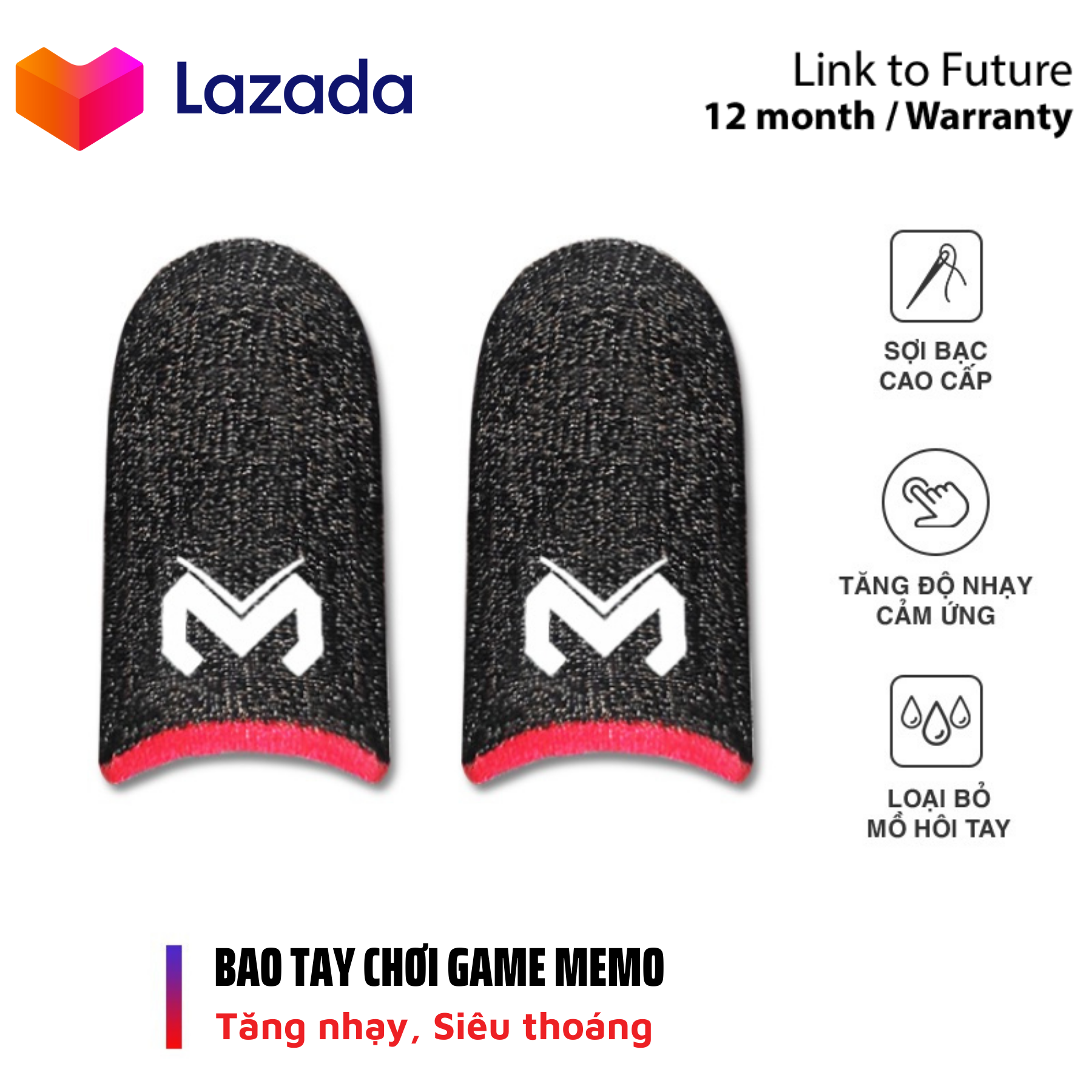 Bao tay chơi game - Bao tay chơi game ff sợi bạc Memo - Găng tay chơi game chống mồ hôi tay, tăng nhạy cảm ứng