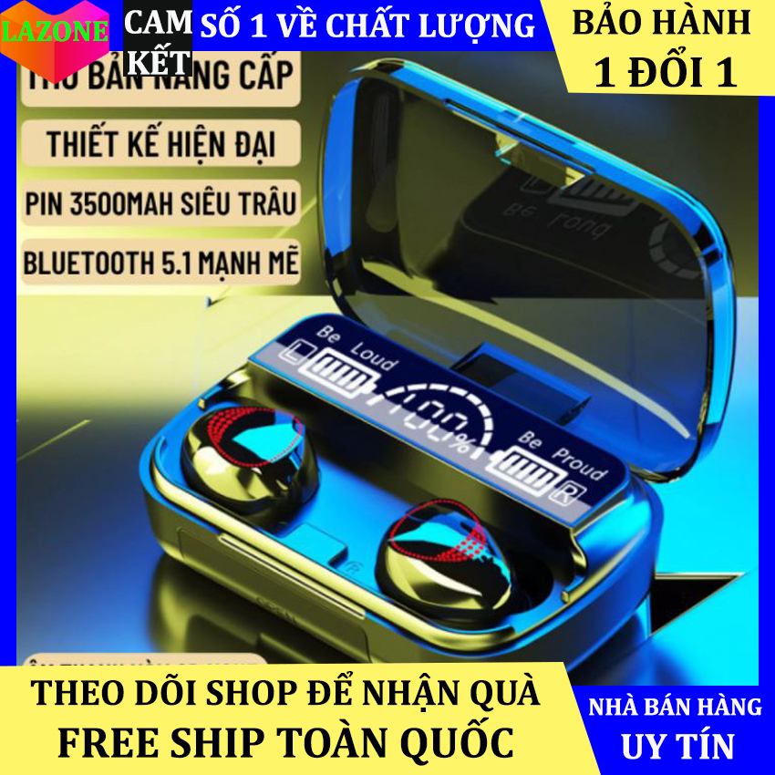 Tai nghe bluetooth M10 thế hệ mới phiên bản quốc tế cảm ứng 1 chạm kén sạc dung lượng cao hiển thị pin của kén và tai nghe, tai nghe không dây công nghê blueotooth 5.1 âm thanh HD chống nước, chống bụi