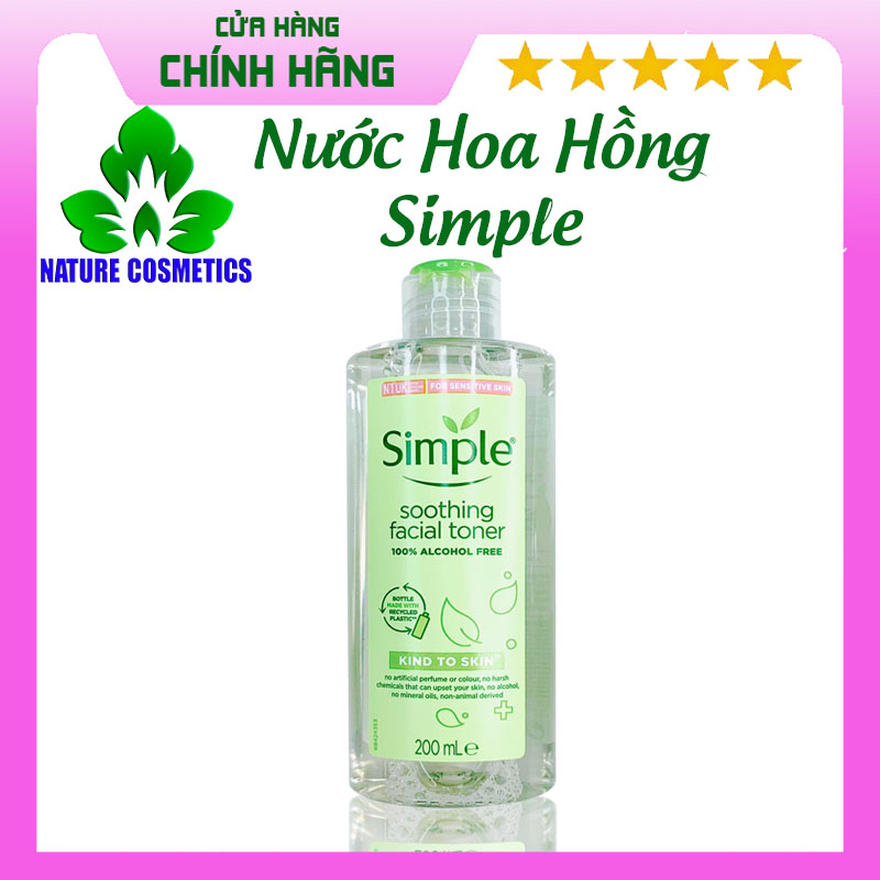 Toner Simple, Kind To Skin, Cấp Ẩm, Cân Bằng Độ PH, Lành Tính Cho Mọi Loại Da, Chai 200ml