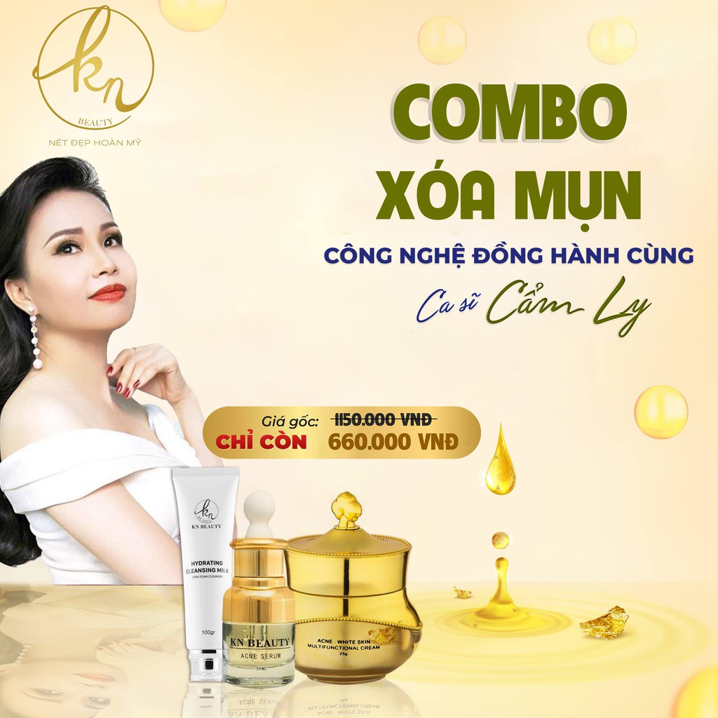 Bộ sản phẩm dưỡng trắng da ngừa mụn dành cho da dầu nhờn cao cấp chính hãng