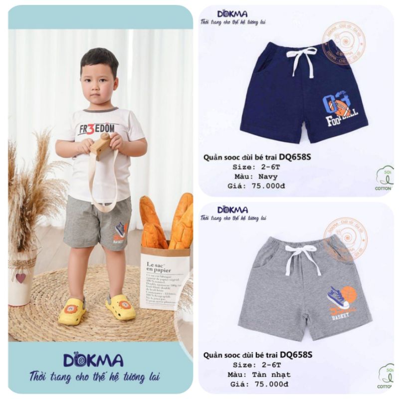 Quần đùi bé trai Dokma -chất cotton Mỹ cao cấp, siêu mềm mát
