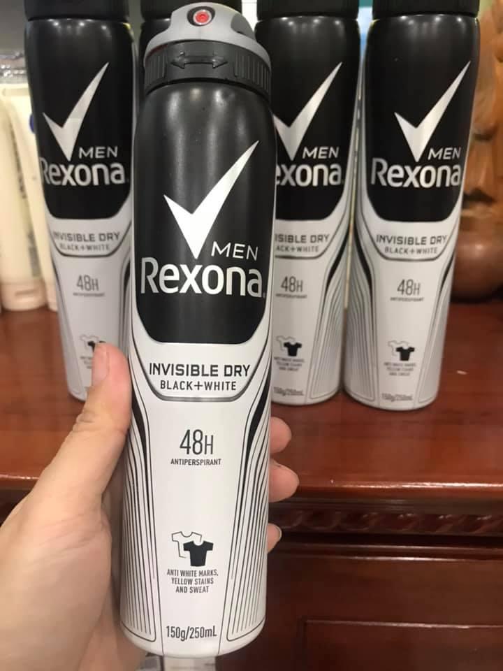 Xịt khử mùi rexona men invisible dry black + trắng