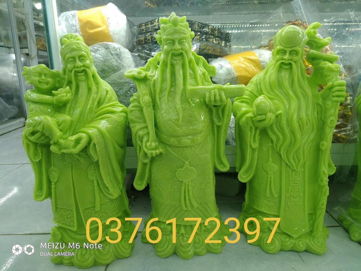 Bộ tượng tam đa phúc lộc thọ đá đúc cao cấp size đại 35cm