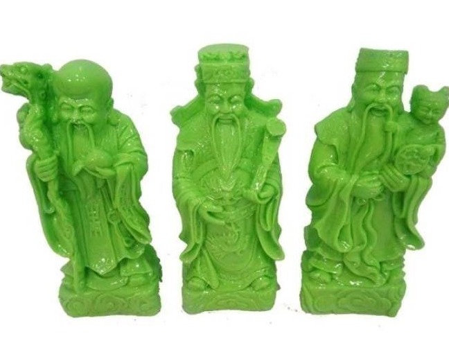 Tượng Phúc Lộc Thọ LOẠI TO NHẤT 23 x 9 cm ( xanh ngọc loại 1 , MIỄN SHIP )