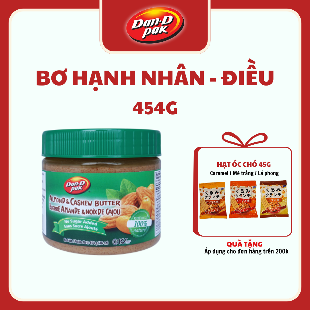 Bơ hạnh nhân và hạt điều 454g dan d pak