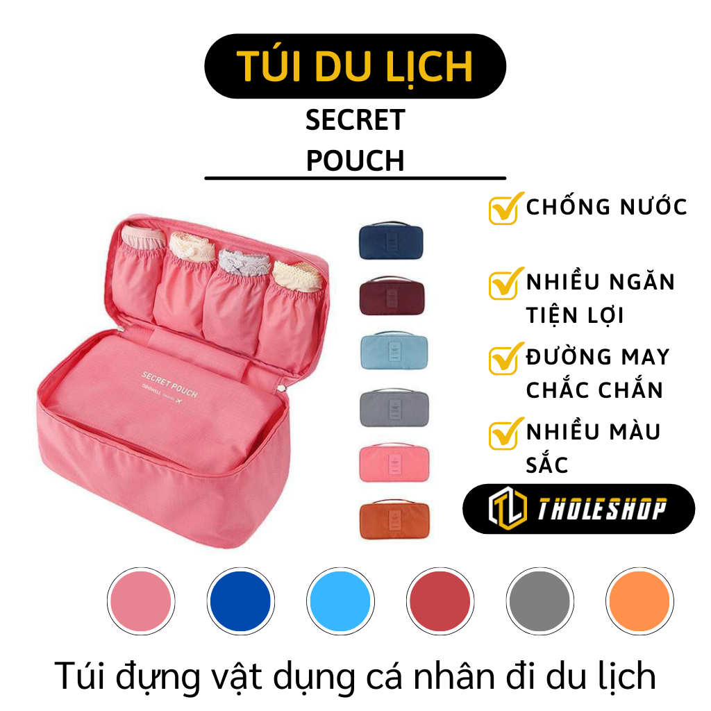 Túi đựng đồ lót du lịch cao cấp - Túi đựng vật dụng cá nhân du lịch không thấm nước tiện lợi - Túi đựng mỹ phẩm, đồ lót nhiều ngăn