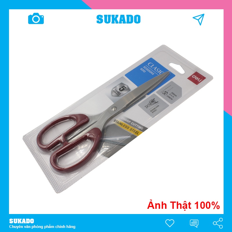 Kéo cắt giấy vải lớn Deli 6009/6010 đa năng loại tốt SUKADO KEO03