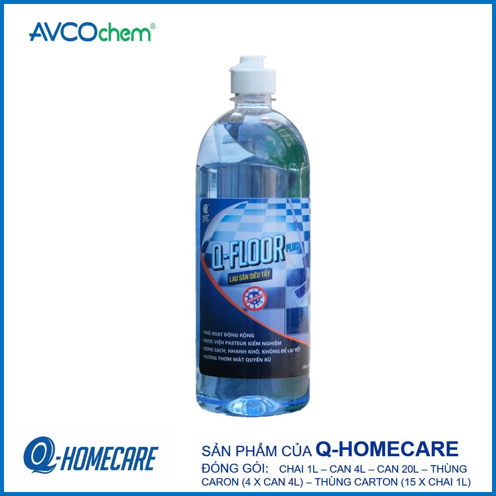 Nước Lau Sàn Sạch Khuẩn Q-FLOOR Chai 1 lít - AVCOchem - Q-HOMECARE