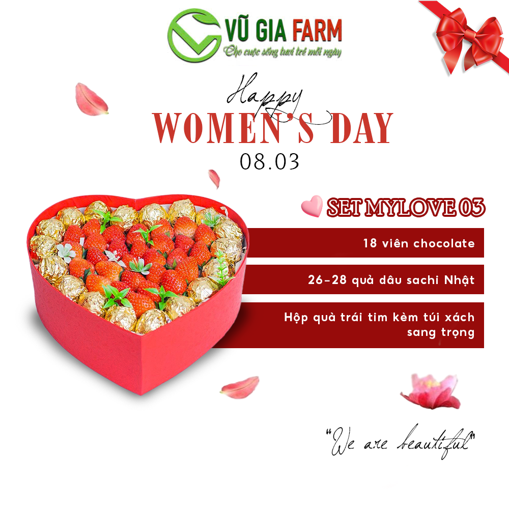 [QUÀ TẶNG] MYLOVE 03 Giỏ Quà Dâu Tây Đà Lạt Mix Chocolate