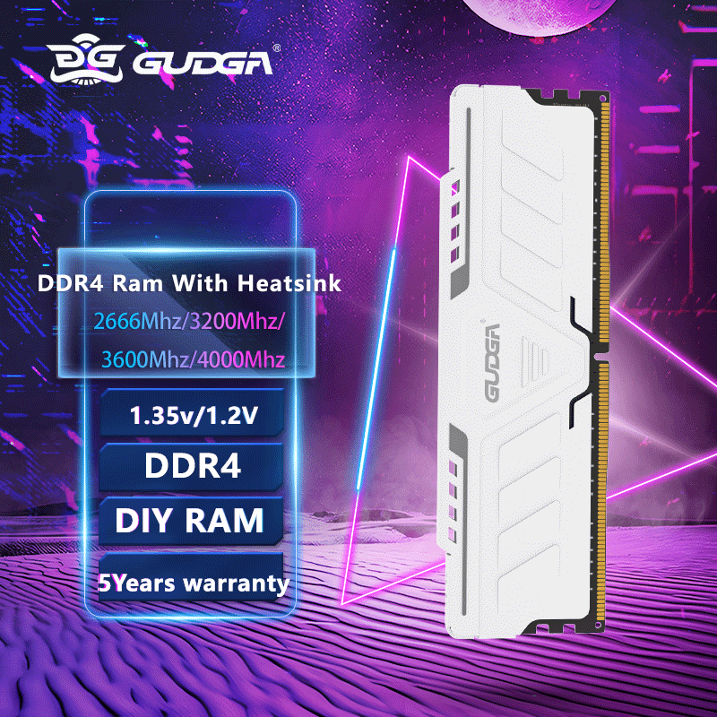 GUDGA Memory Ram DDR4 8GB/16GB/32GB 2666 3200 3600 4000mhz 1.2V/1.35V 288Pin DIMM For Desktop Comput
