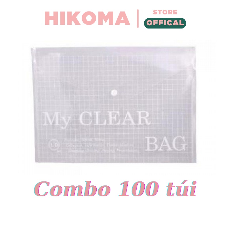 Combo 100 bìa đựng tài liệu giá rẻ khổ f4 trong suốt - túi đựng tài liệu trung to - hikoma store