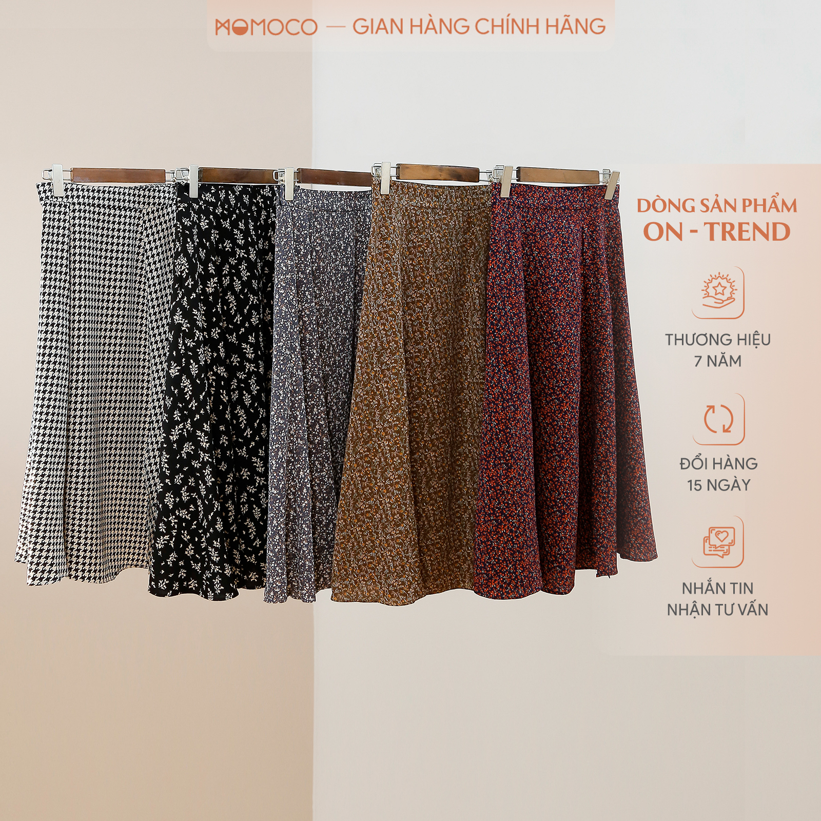 Chân Váy Dài Xẻ Tà Nữ MOMOCO M2912 Chất Vải Chifon Xước Mềm Nhẹ Thoáng Mát Thiết Kế Dáng Xòe Xẻ 1 Bên Họa Tiết Hoa Nhí Phong Cách