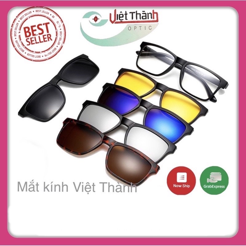 Có sẵn mắt kính 6 in 1 đa năng râm cận vuông kính 5 in 1 m202