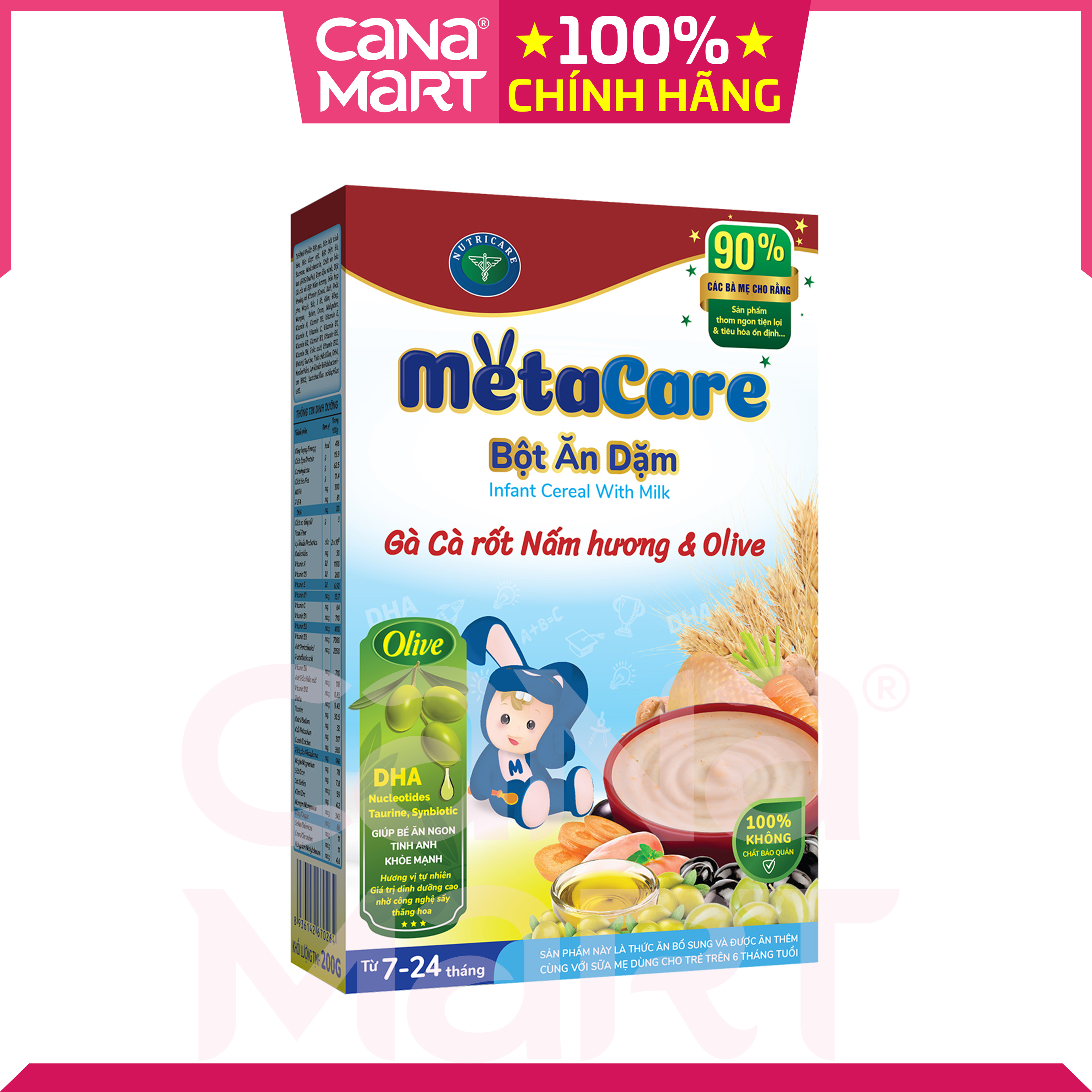 Bột ăn dặm Metacare Gà cà rốt nấm hương & olive (200g)