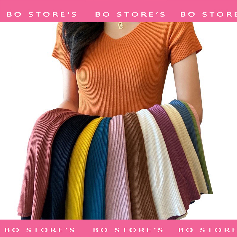 Áo len tăm cộc tay cổ tim nhiều màu freesize co giãn 4 chiều