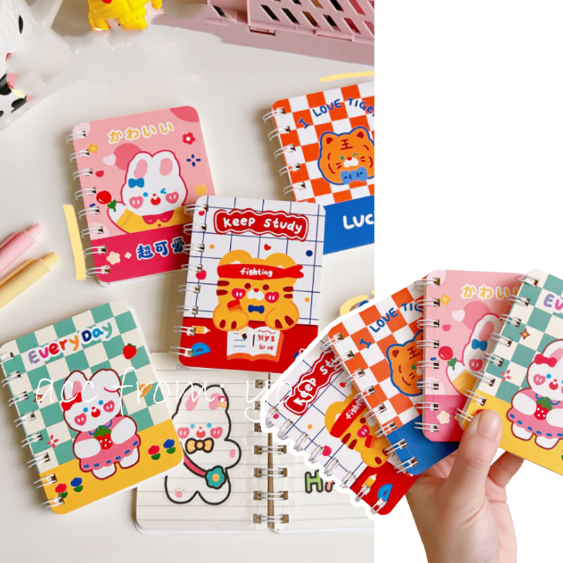 Sổ tay ghi chú dòng kẻ mini lò xo bỏ túi họa tiết dễ thương YOS