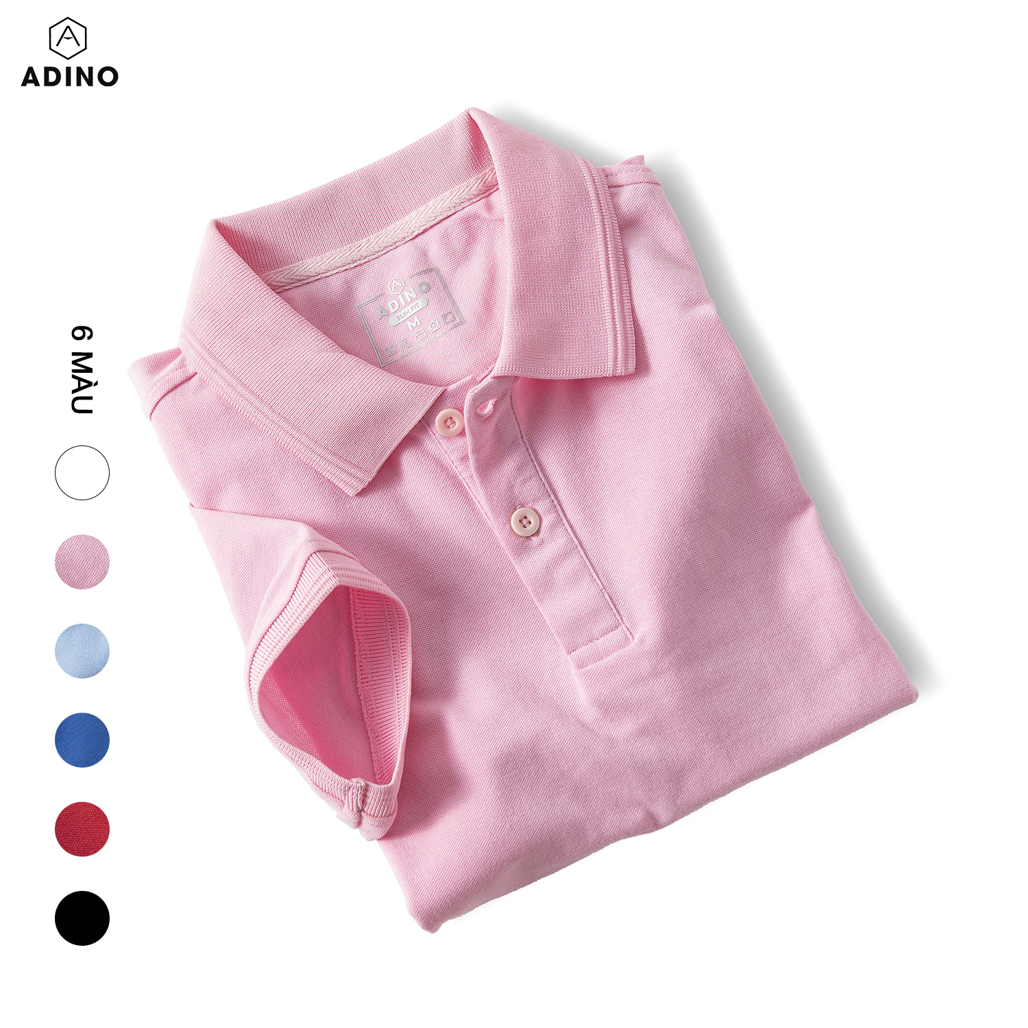 Nhập LAZFlex1 giảm 30k đơn 149kÁo polo nữ ADINO màu hồng phối viền chìm vải cotton polyester co giãn dáng công sở slimfit hơi ôm trẻ trung APN03