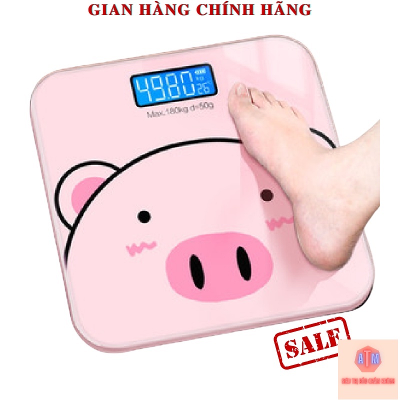 {Quà tặng Blackmores] Cân điện tử sức khỏe hình heo hồng tối đa 180kg tặng kèm pin