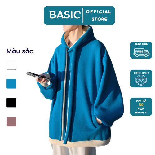 Áo khoác Hoodie Nam, Nữ Hoodie Basic Unisex Nỉ From Rộng Basic Boutique 01